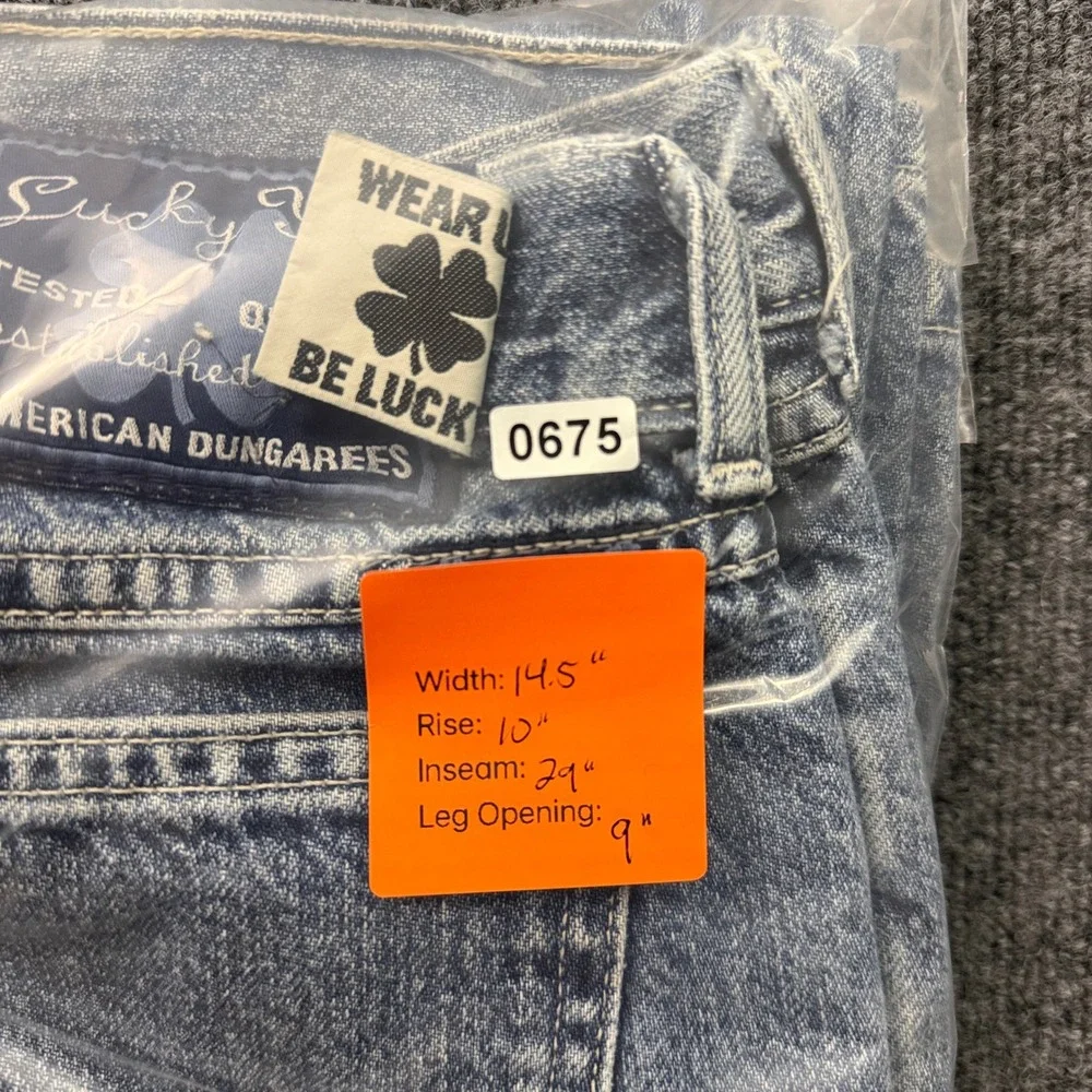 Vtg Y2K Lucky Jeans 207 Peanut Womens 10/30 Light Wash Made in USA Straight Leg